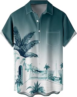 Hawaiian Shirts for Men Loose Short Sleeve Mens Beach Shirts Resort Casual Shirts