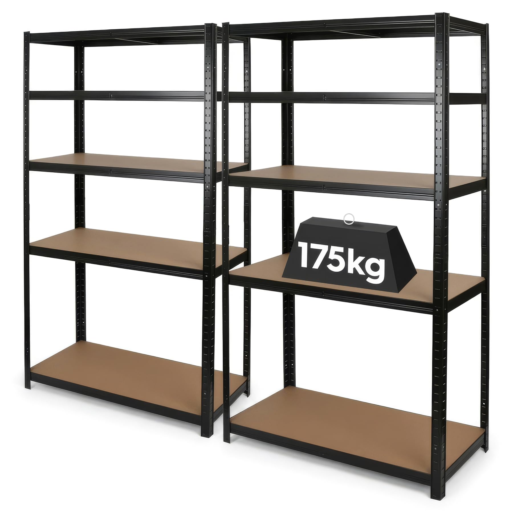 Harbour Housewares 5-Tier Steel Garage Shelving Units Set - Matt Black - 2pc Hea