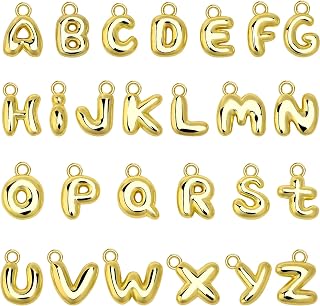 SANNIX 26Pcs Letter Charms, Initial Letter Charm for Jewelry Making, Gold | A-Z Alphabet Letter Charm Pendants, for Bracelet Necklace Earrings, Crafts Making