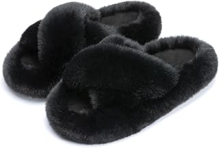 Chantomoo Ladies Memory Foam Slippers Bedroom Plush Comfortable Faux Fur Lined Non-Slip Sole Slippers Fashion Gift
