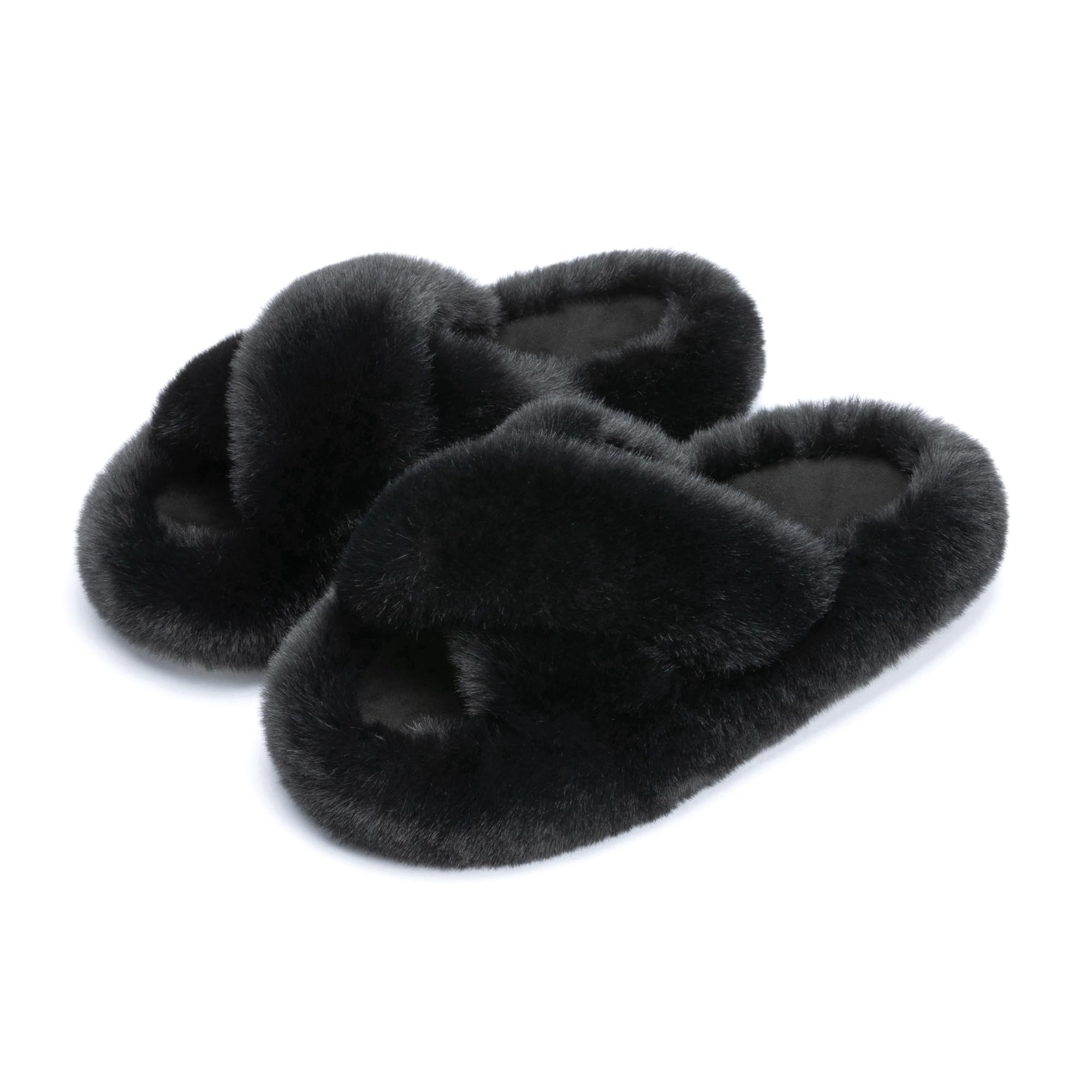 Chantomoo Ladies Memory Foam Slippers Bedroom Plush Comfortable Faux Fur Lined N