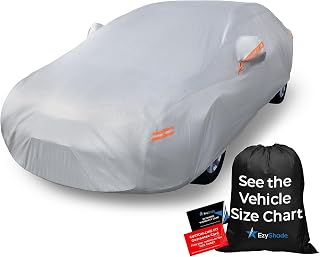 EzyShade Car Cover Waterproof All Weather. See Vehicle Size-Chart. Size A4 | Outdoor Car Covers for Automobiles. Rain Sun Snow UV Dust Protection. Sedan, Hatch, Wagon, SUV - See Vehicle Size Chart
