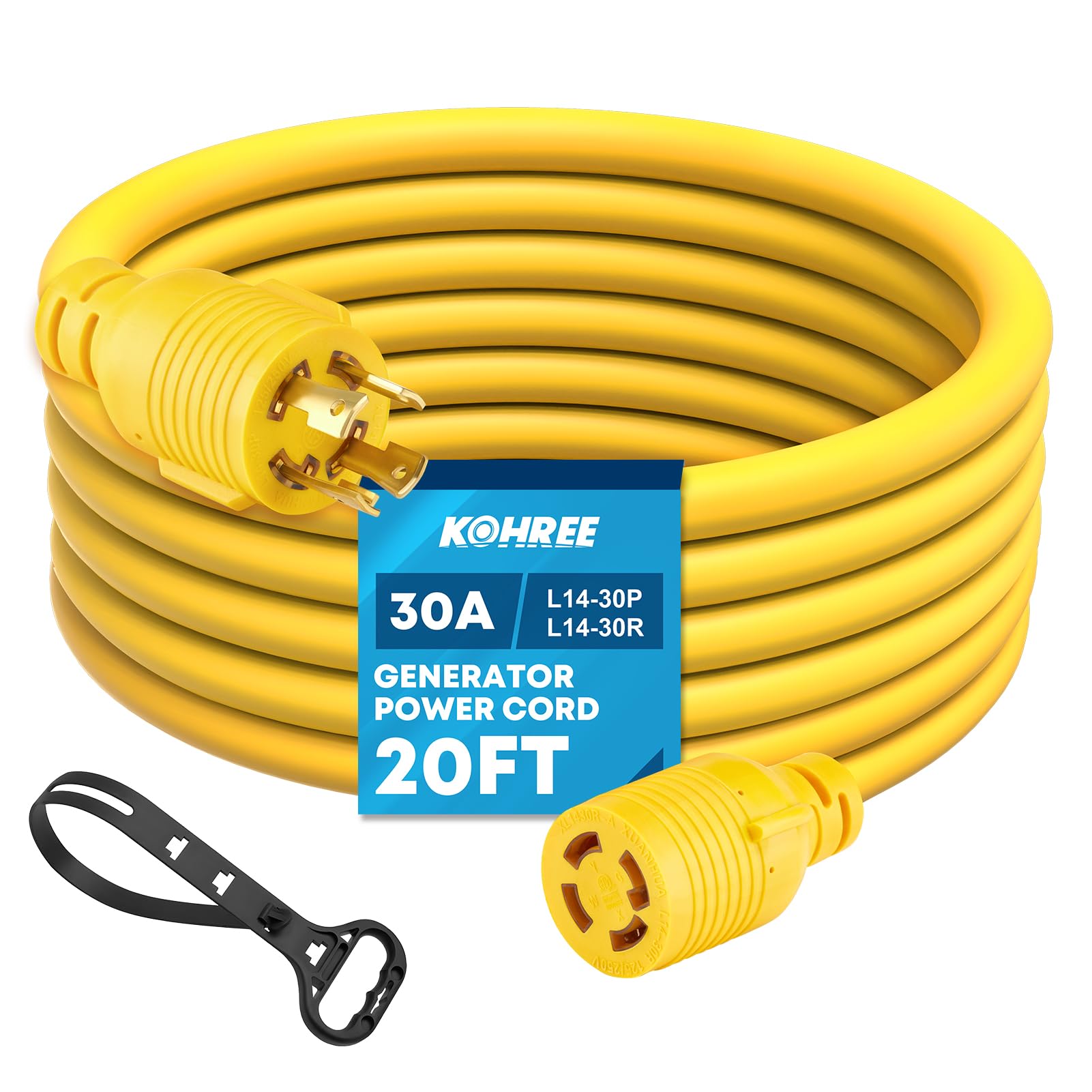 Kohree Nema L14-30 Generator Cord 30 Amp 4 Prong, 20ft Heavy Duty Generator Powe