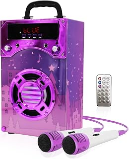 IndeCool Kids Bluetooth Karaoke Speaker with 2 Microphones