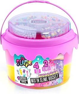 So Slime Mix'in sime bucket | Ready to Play, Multicolour Slime Bucket | 3 colours availible, comes with cute add-in decorations| Gift for kids 6+