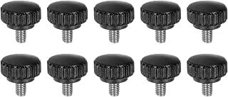 10pcs M6 x 8mm Knurled Clamping Knob Metric Male Thread 22mm Matte Plastic Head Hand Threaded 304 Stainless Steel Shank Thumb Screw Handle Black