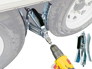 Schumaho Camper Wheel Chock, 2 Sets of Tire Lock Chocks | Heavy Duty Rotatable X Shaped Stabilizer for RV Trailer Drill Adjusted , Patented