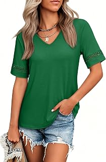 siliteelon Womens Basic Short Sleeve T Shirts Tops V Neck Tee