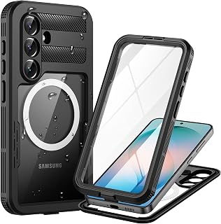 Lanhiem for Samsung Galaxy S26 Case IP68 Waterproof, Black/Clear | Compatible with MagSafe, Shockproof & Dropproof, Built-in Screen/Lens Protector - Full Body Protection for Outdoor