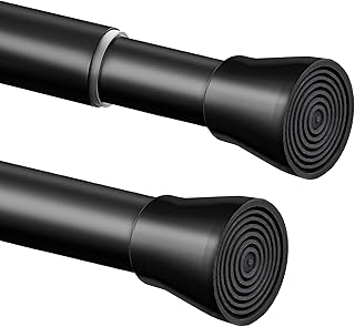 1 Piece Shower Rail No Drilling Metal Curtain Rod No Drilling Adjustable Shower Curtain Rail, Telescopic Rod for Cupboard, Bathroom, Balcony, Shower Curtain (85-160 cm, Black)