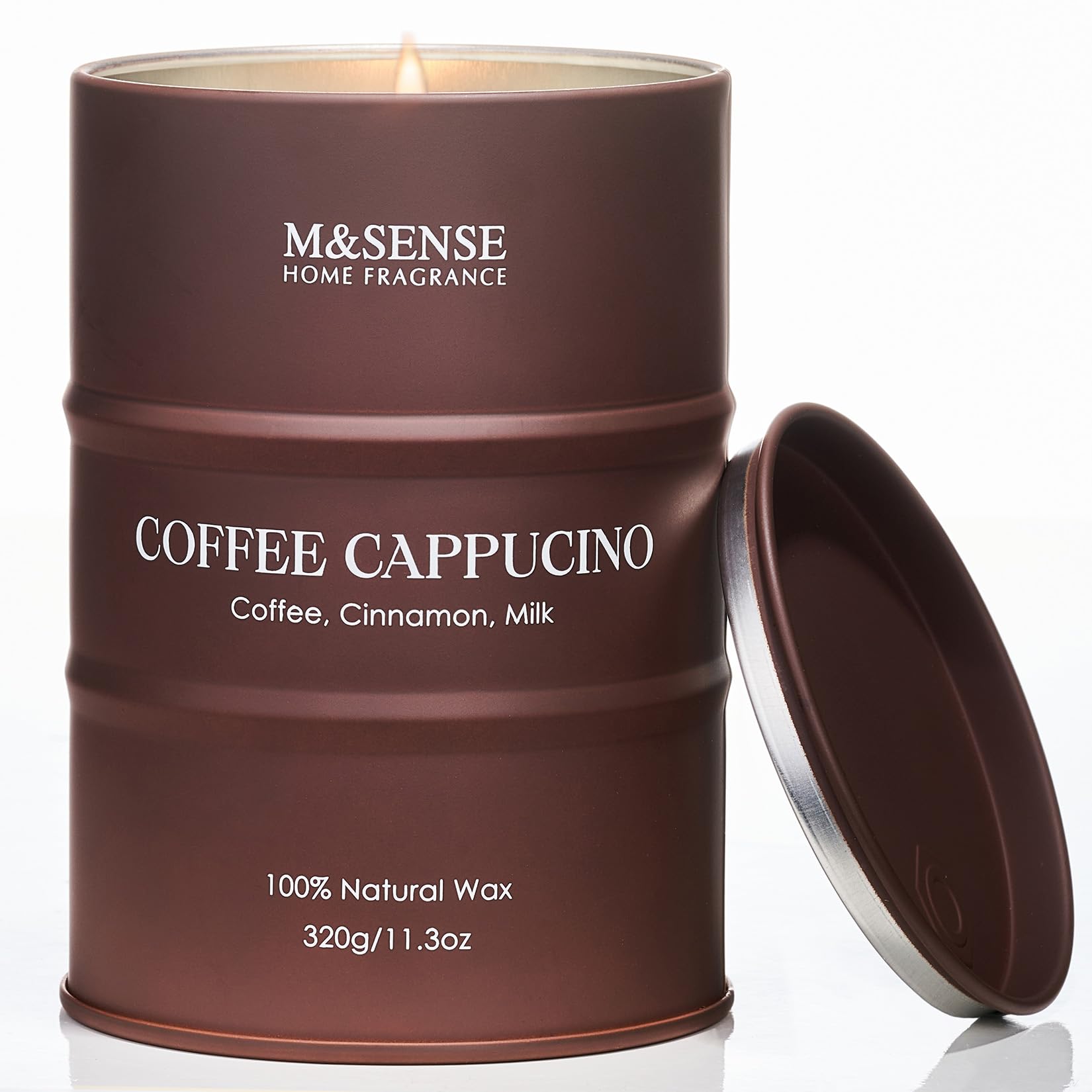 M&SENSE Coffee CoffeeCappucina Scented Jar Candle, 11.3 oz Natural Soy Wax
