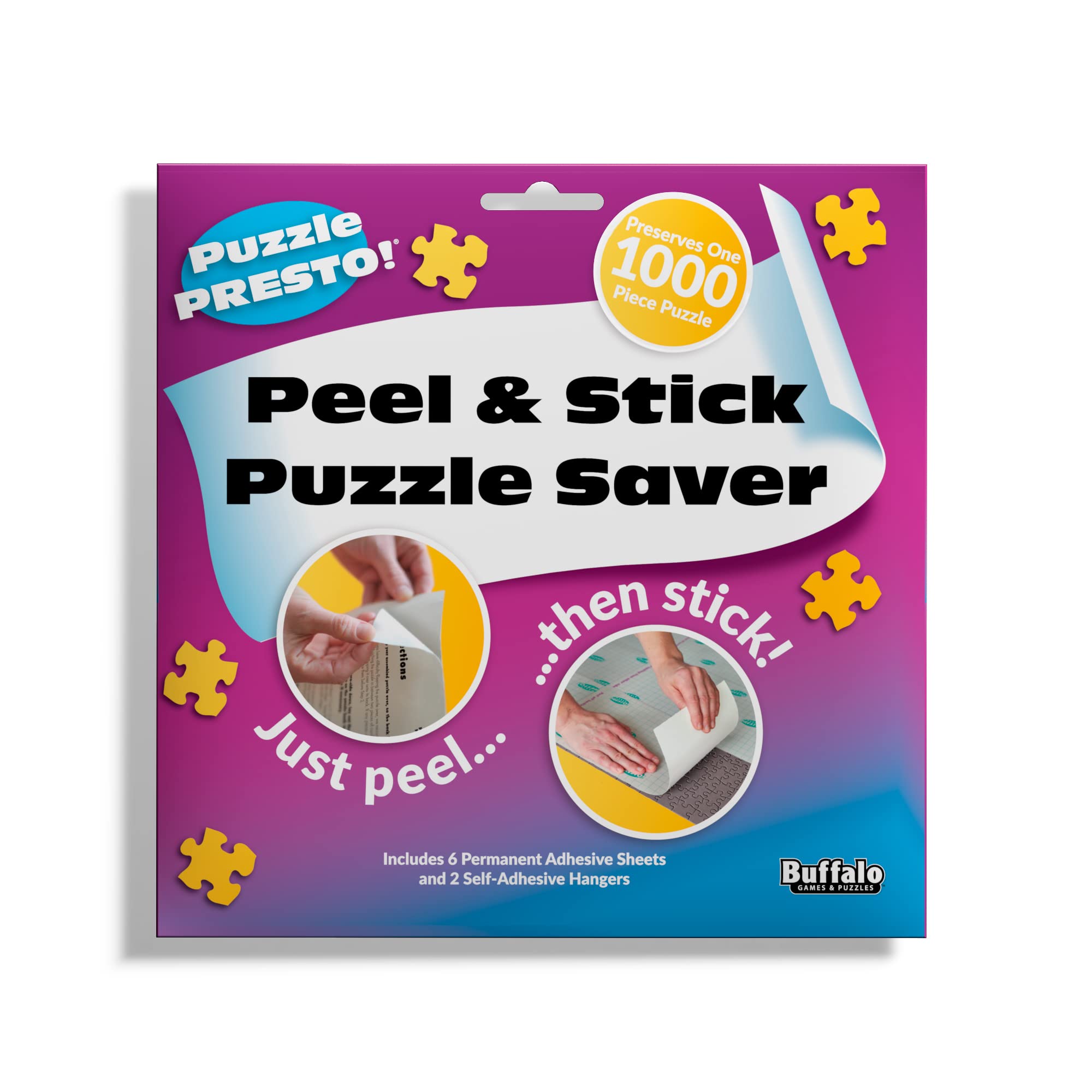 Buffalo Games Puzzle Saver, 6 Sheets & 2 Hangers, Puzzle Preservation Kit | Peel