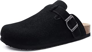 ODOLY Genuine Suede Clogs for Women Men Comfort Cork Footbed Potato Shoes