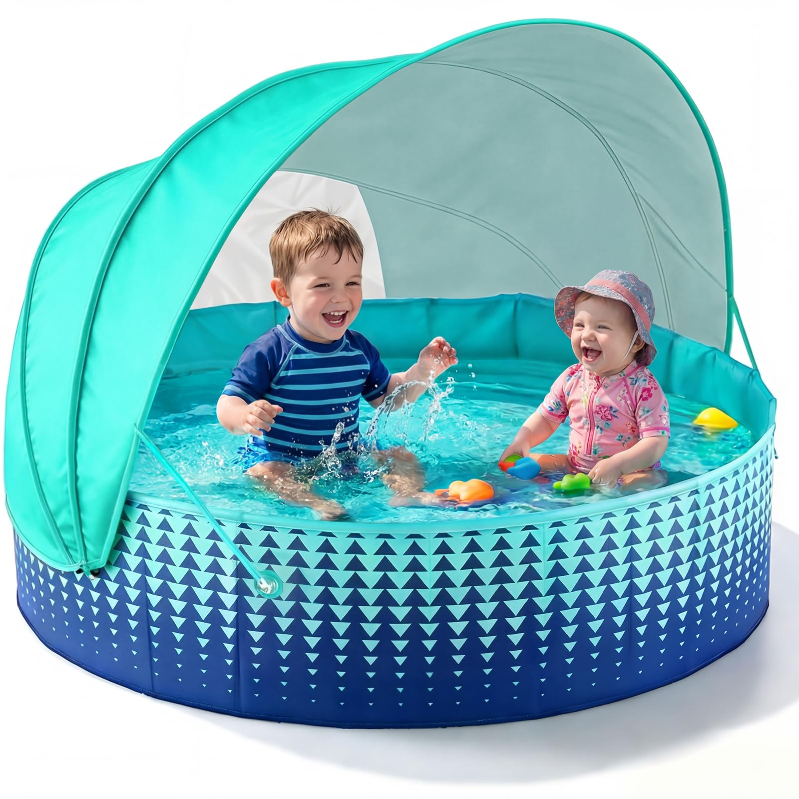 Jasonwell Kiddie Baby Pool with Canopy - Foldable Infant Toddler Kids Pool with 