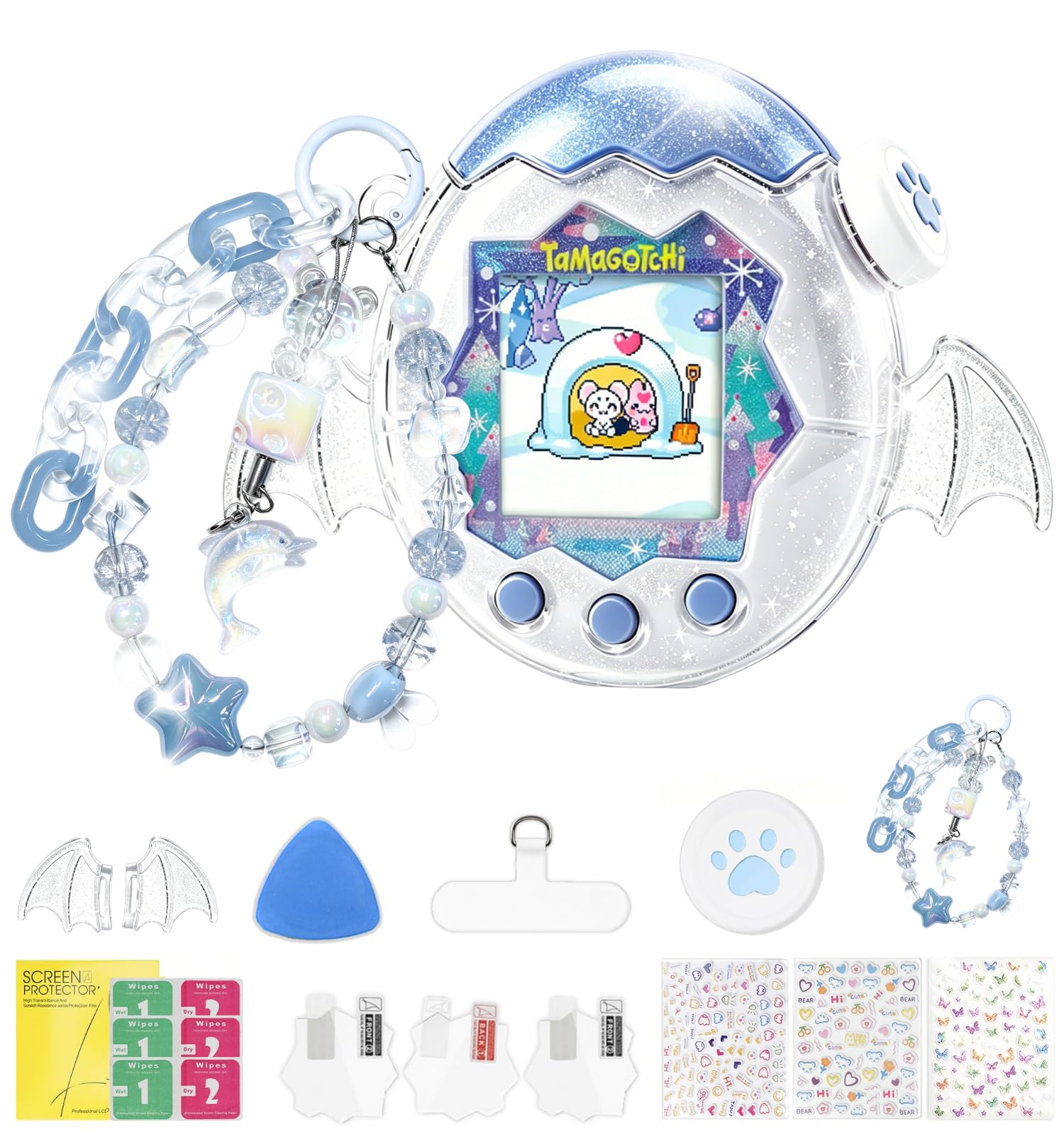 YOGAGA (Devil Wing) Glitter Case for Tamagotchi Paradise 9-Types 15-Pc Kit | Det