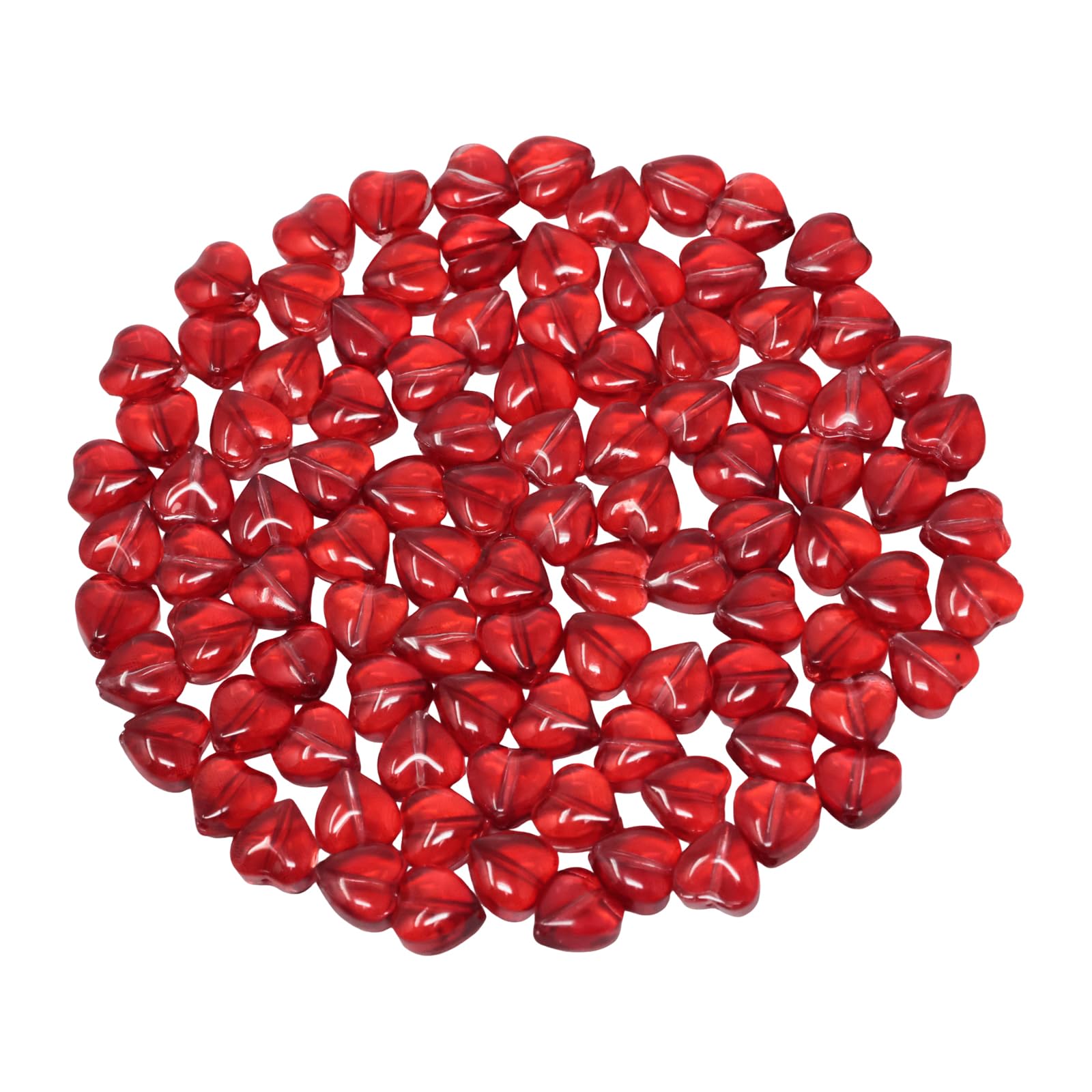 100pcs Red Heart Glass Beads Cute Heart Spacer Beads Adorable Jewelry Accessorie