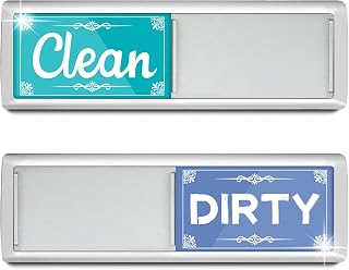 PSLER Dishwasher Magnet Clean Dirty Sign - Green & Blue Slide Tab Indicator | Strong Magnetic Clean Dirty Indicator for Dishwasher, Kitchen Home Apartment Farmhouse Decor, Scratch Free Housewarming Gift