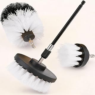 4 Pack Drill Cleaning Brush Set, Cleaning Brush with Extended Accessory, Multi-Use for Floor, Bathtub, Shower, Tile, Bathroom and Kitchen Surface - White