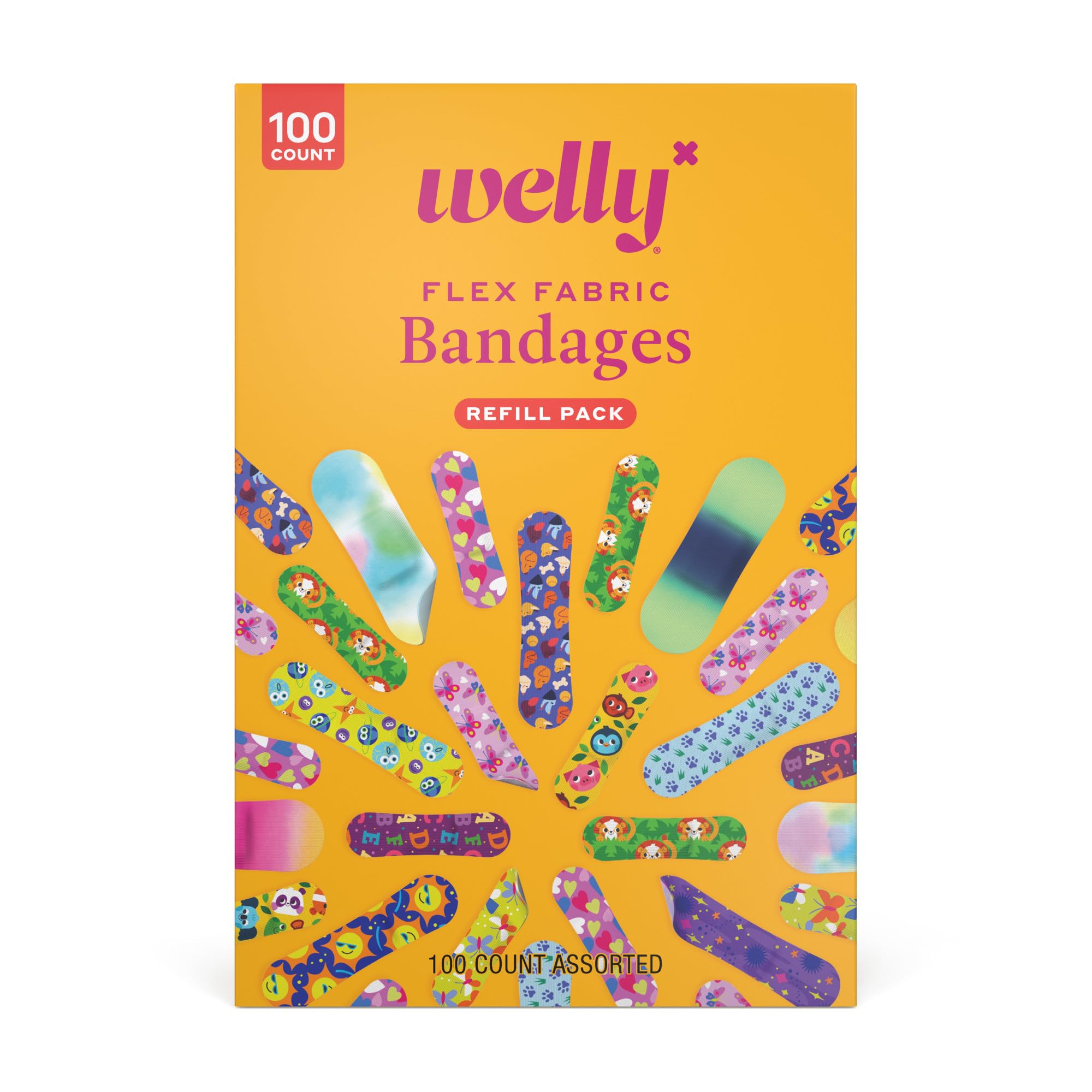 Welly Bravery Badge Value Pack | Adhesive Flexible Fabric Bandages | Assorted Sh