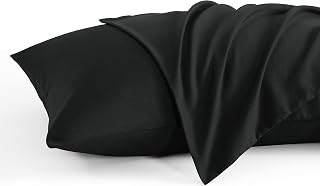 NTBAY King Pillow Cases Set of 2, 2 Pack Brushed Microfiber 20x36 Pillow Cases, Soft, Wrinkle, Fade, Stain Resistant Black Pillow Cases with Envelope Closure, 20x36 Inches, Black