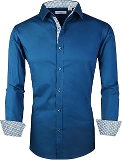 Alex Vando Men's Long Sleeve Shirt Regular Fit Elastic Business Shirt for Men