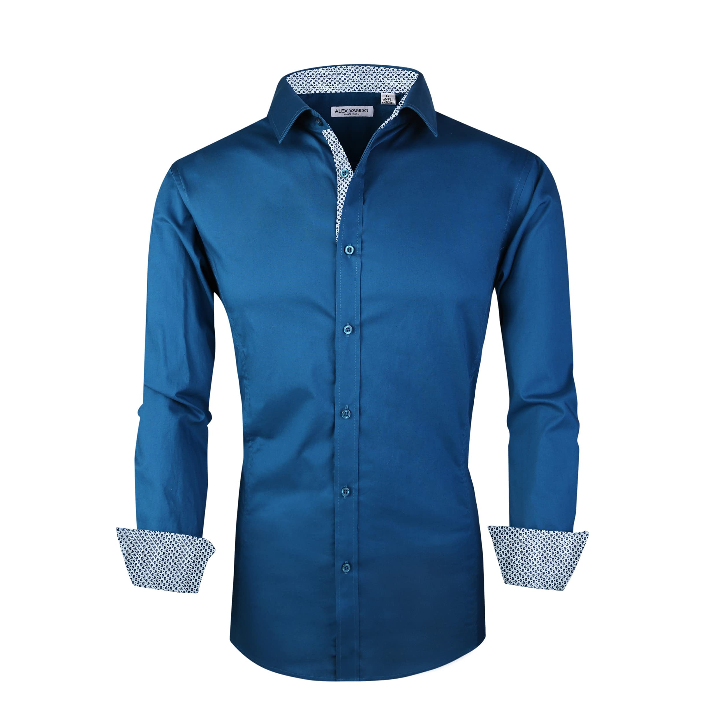 Alex Vando Men's Long Sleeve Shirt Regular Fit Elastic Business Shirt for Men