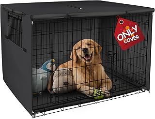 Explore Land Dog Crate Cover, 48 inches, Black | Heavy Duty Polyester, Pet Kennel Sunshade, Universal Fit for Wire Cage