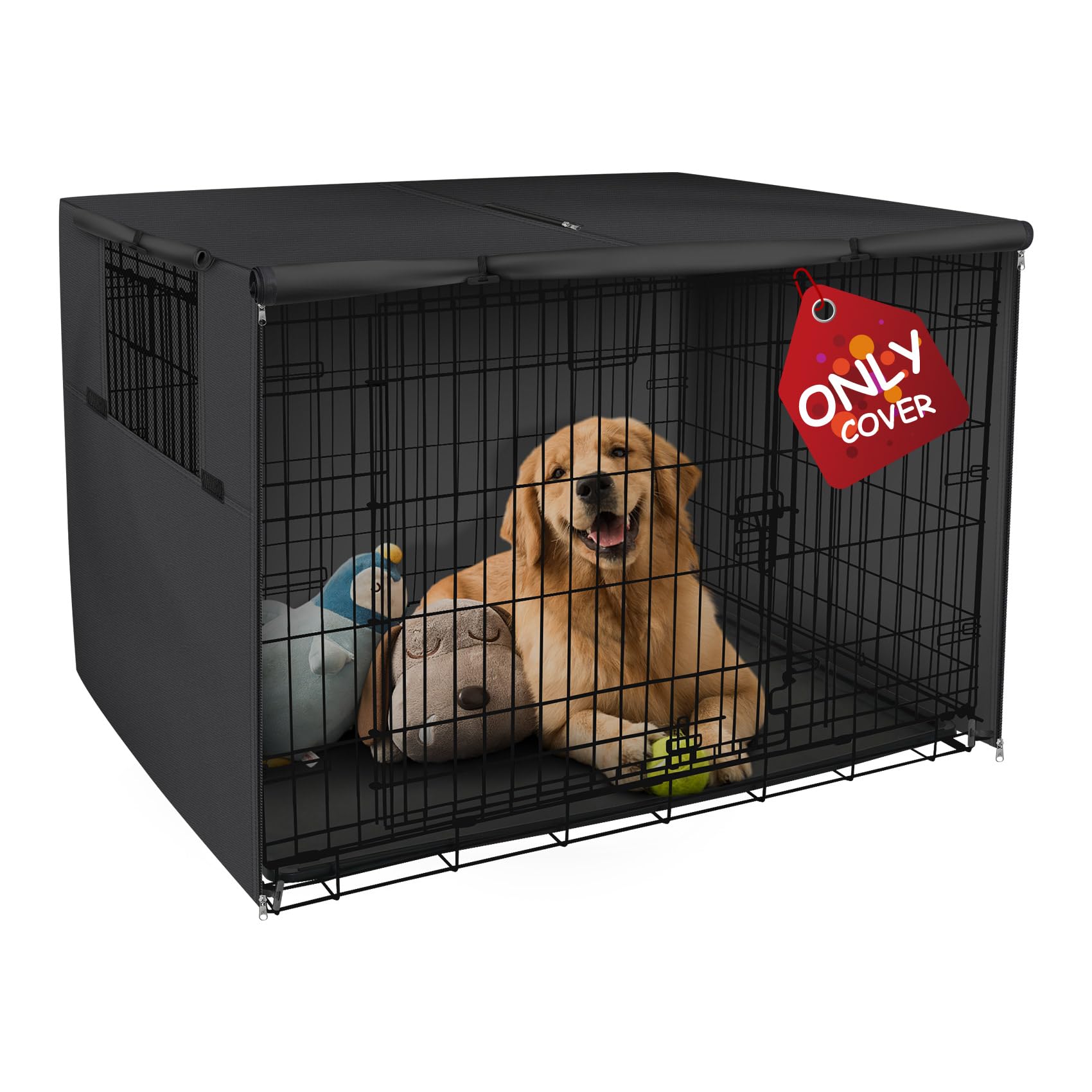 Explore Land Dog Crate Cover, 48 inches, Black | Heavy Duty Polyester, Pet Kenne