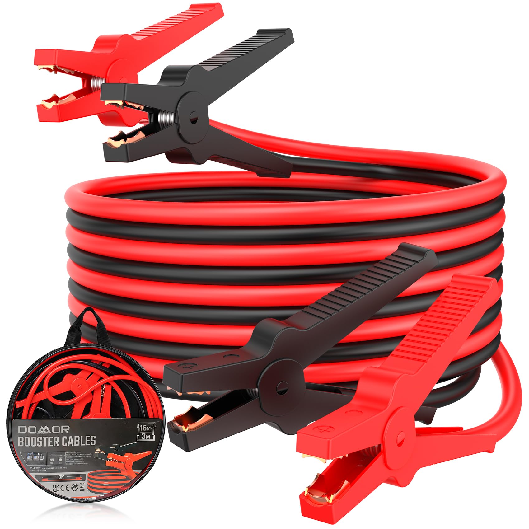 DOMOR Jump Leads Car Van Battery Jumper Cables, 3 Meters Heavy Duty Jump Leads -