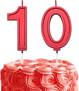 Red Birthday Number 10 Candles for Wedding Party Cake Decorations
