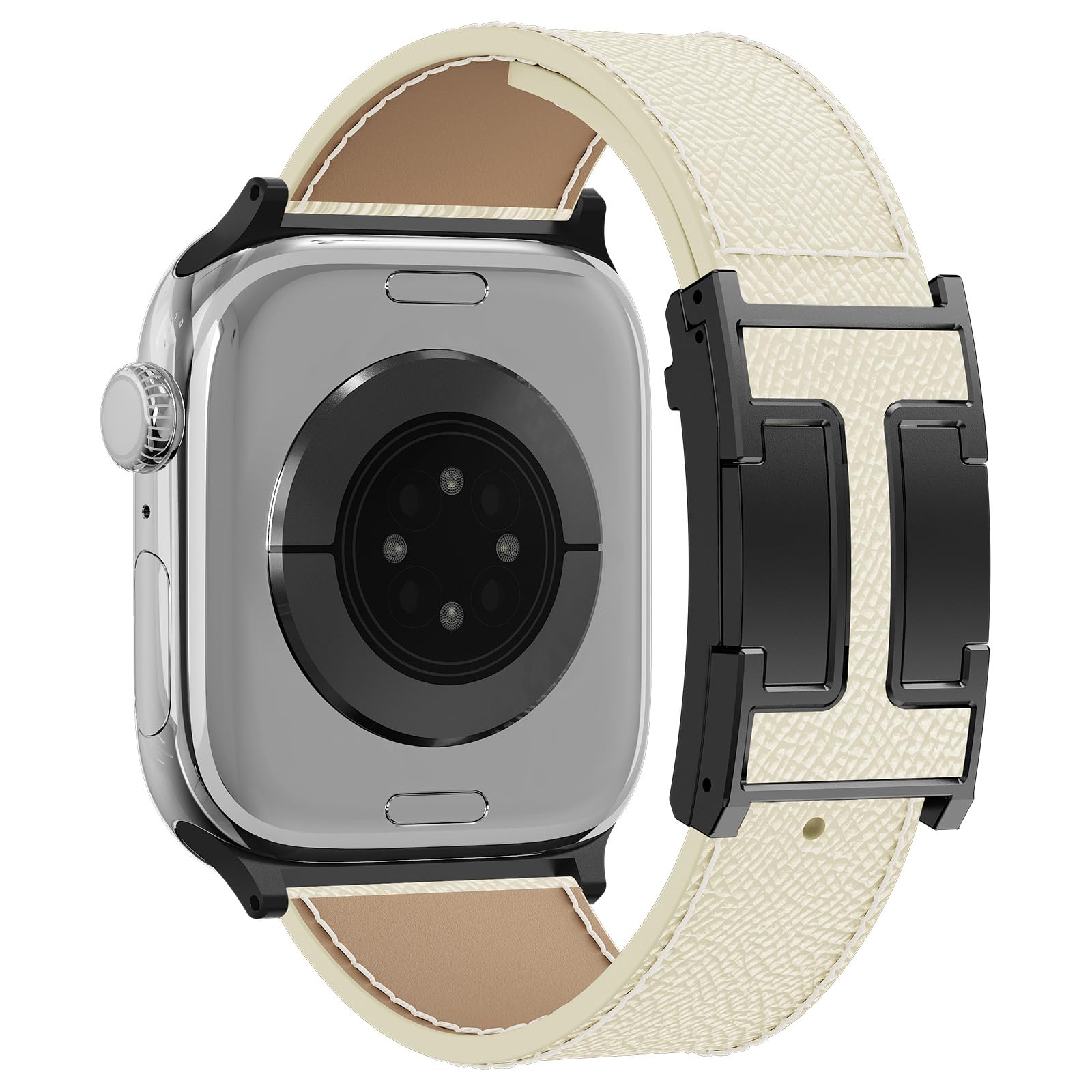 Leather Watch Band with Magnetic Buckle,Dressy Apple Watch Ultra Leather Band Ru
