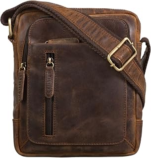 STILORD "Jamie" Men's Leather Bag - Perfect for Travel & Daily Use - Small Vintage Messenger Bag for 9.7 Inch iPad - Modern Shoulder Bag for Men Colour:girona - Brown