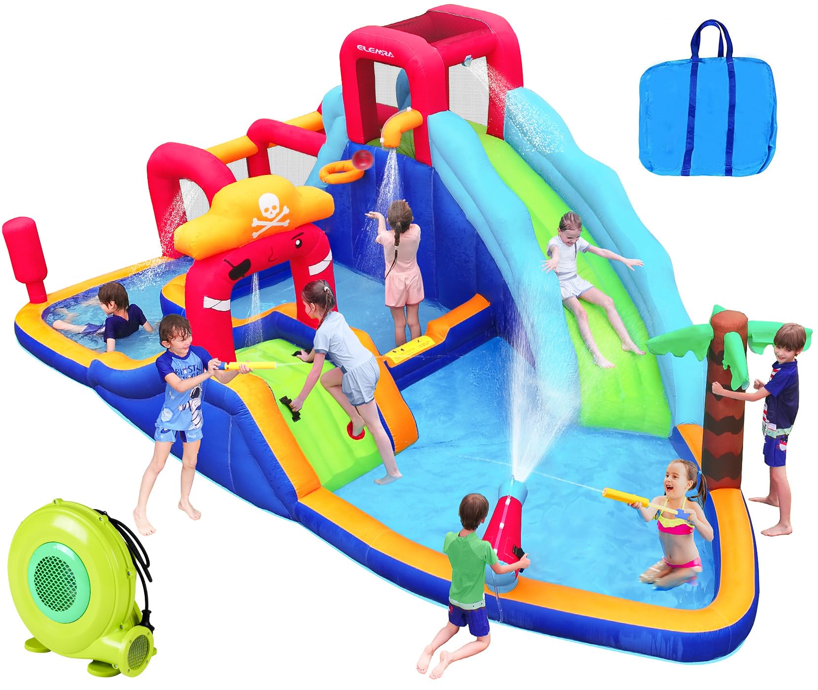 ELEMARA Inflatable Water Slide Bounce House,10 in 1 Inflatable Water Park with B