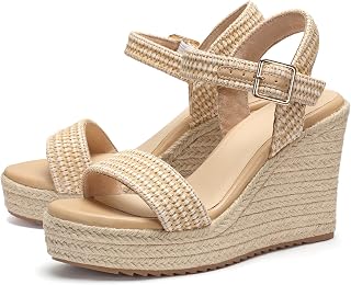 VICKI·VICKI Women's Platform Sandals Wedge Ankle Strap Open Toe Sandals