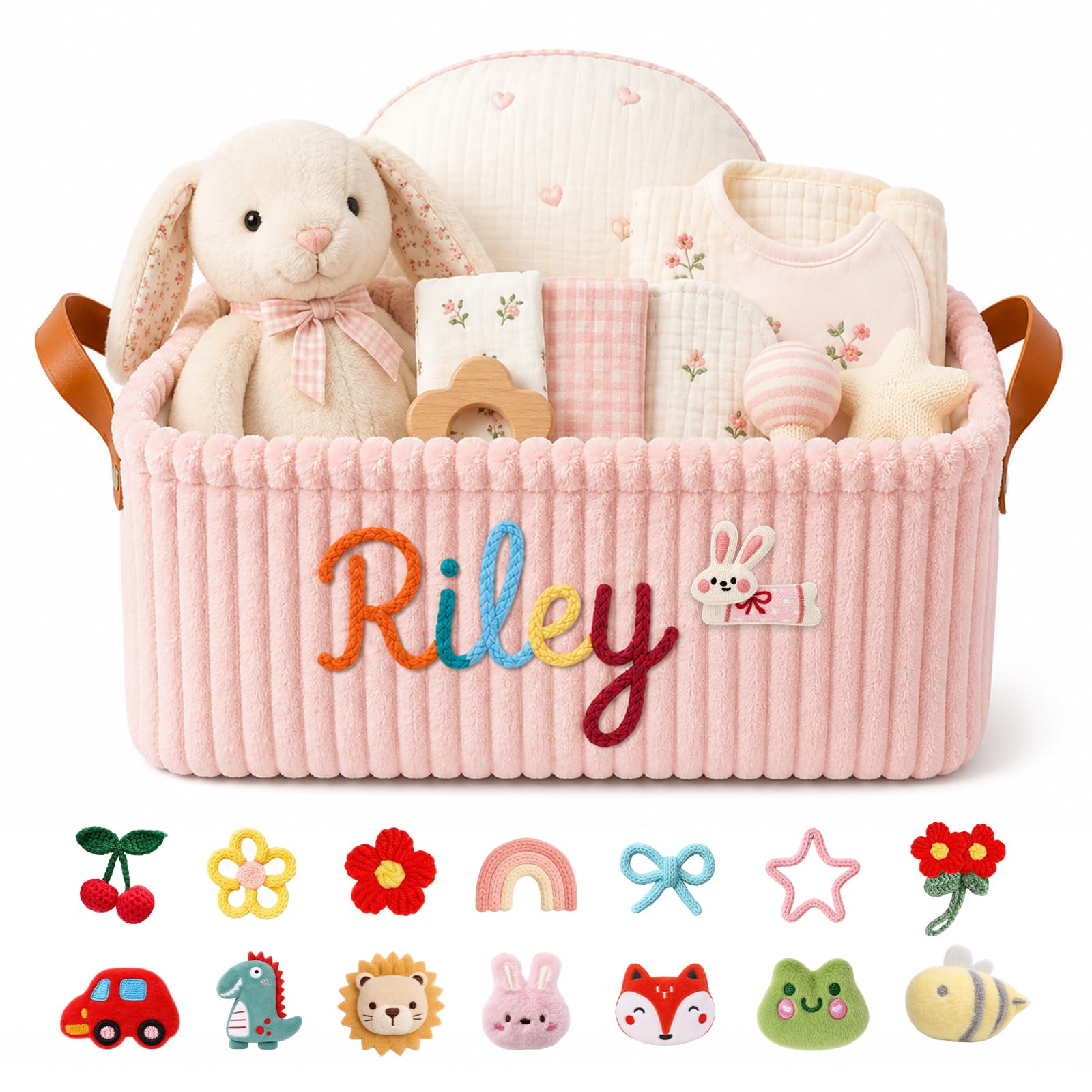 Personalized Baby Basket with Name Large Capacity Corduroy Storage Basket | Cust