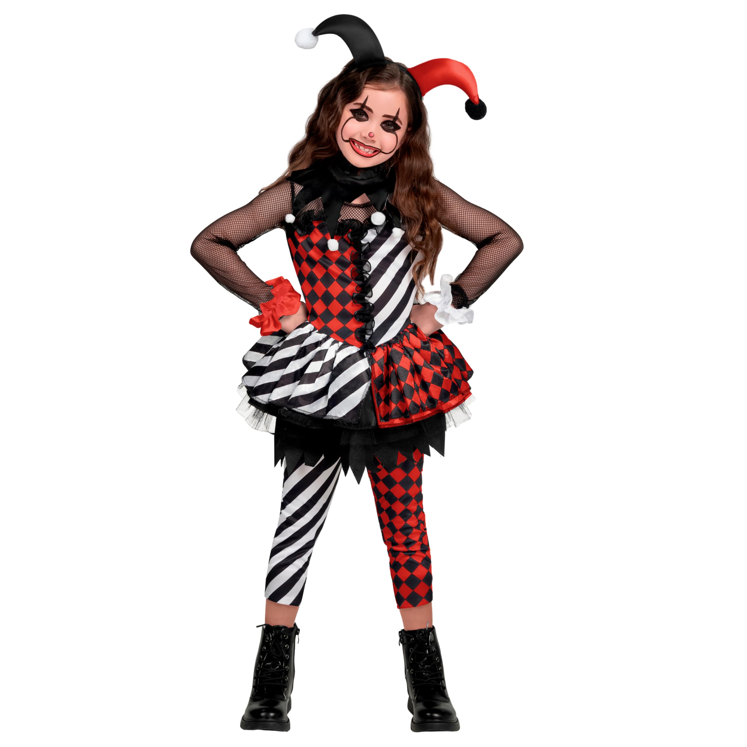 Spooktacular Creations Girls Clown Costume, Black and Red Dress for Girls Hallow