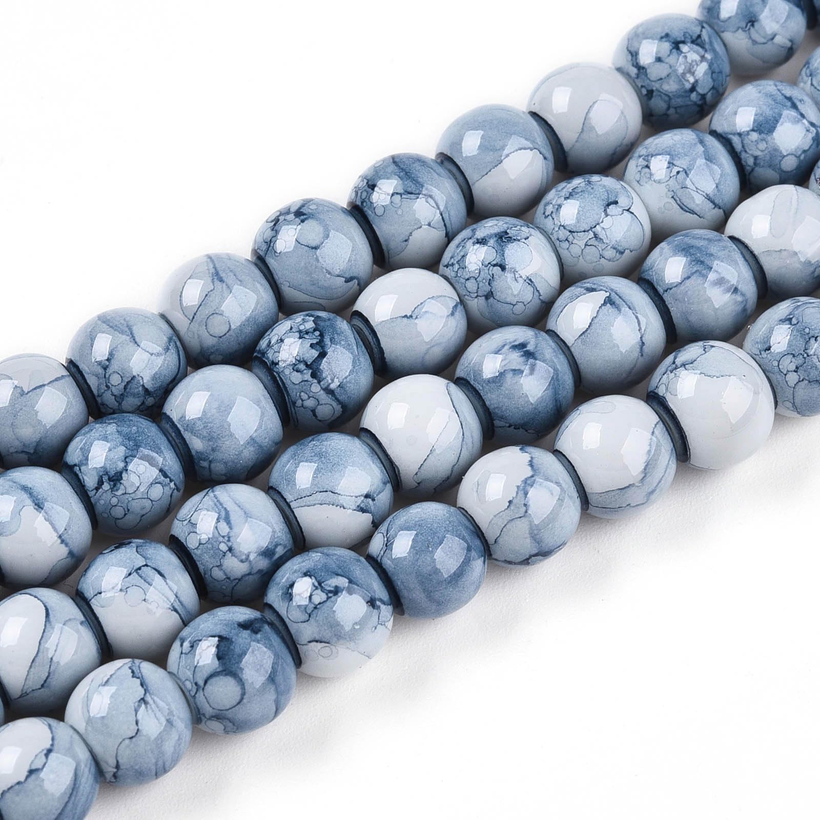 100pcs Opaque Round Glass Beads 8mm Porcelain Imitation Glass Beads for Baking P