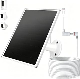 VERVERAY Solar Panel for Ring Camera, 6W Solar Charger with USB-C & Barrel Plug for Ring Stick Up Cam Plus/Pro & Spotlight Cam Battery Series, Waterproof, 9.8ft Cable, White