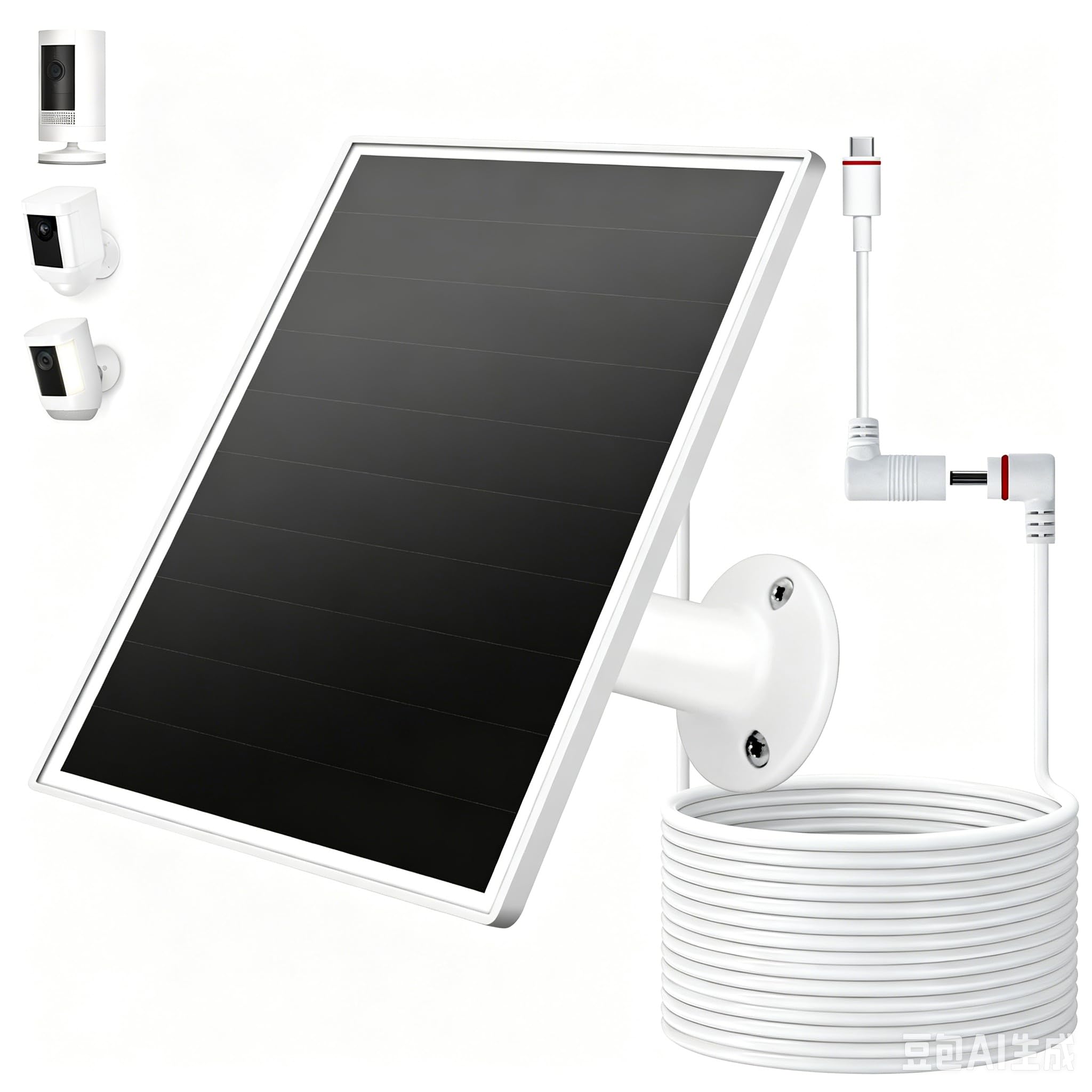 VERVERAY Solar Panel for Ring Camera, 6W Solar Charger with USB-C & Barrel Plug 