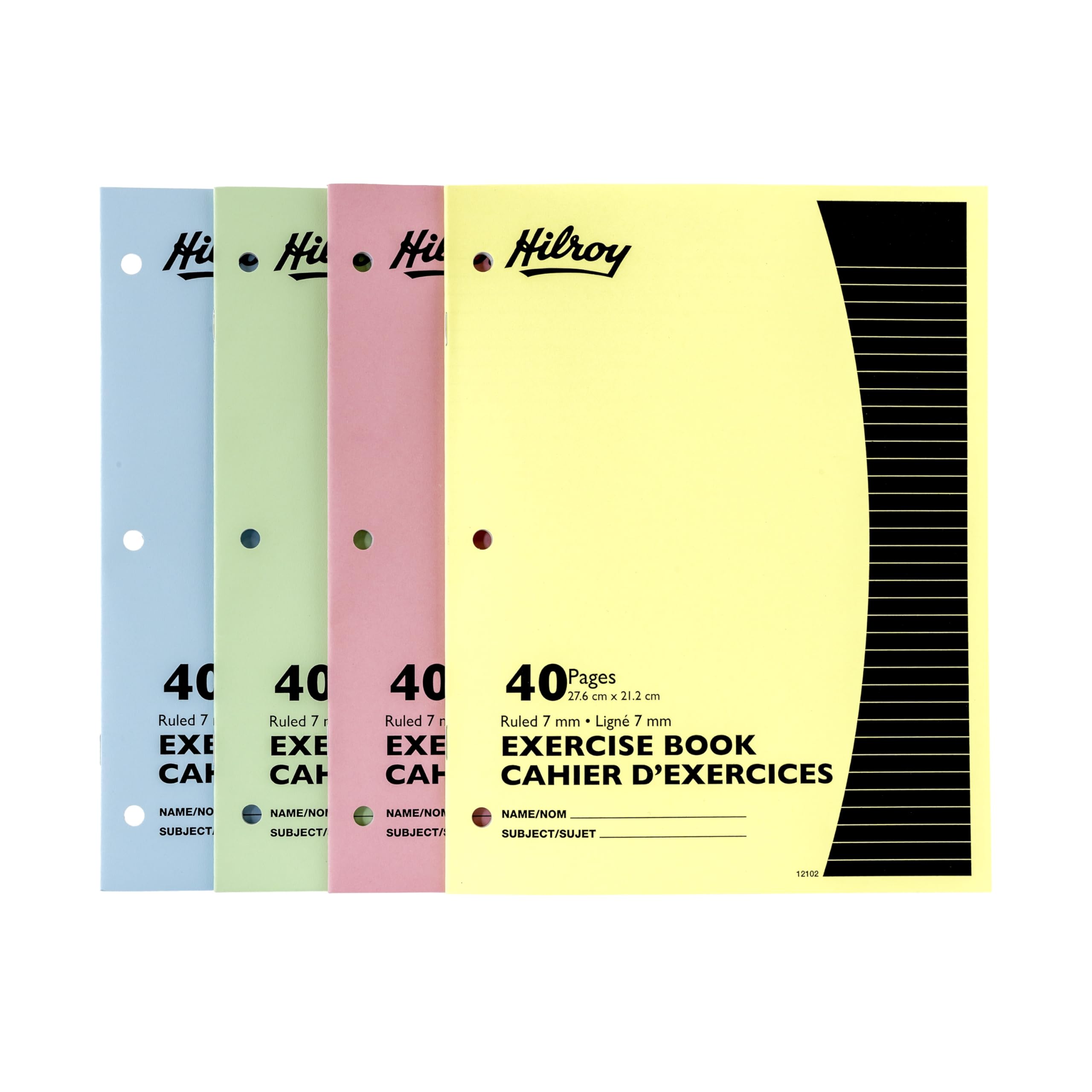 Hilroy Stitched Exercise Book, 7mm Ruled, 40 Pages/20 Sheets, 4-Pk (12102) | 3-H