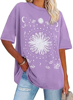 Womens Oversized Tshirt Graphic Tees Crew Neck Summer Short Sleeve Tops