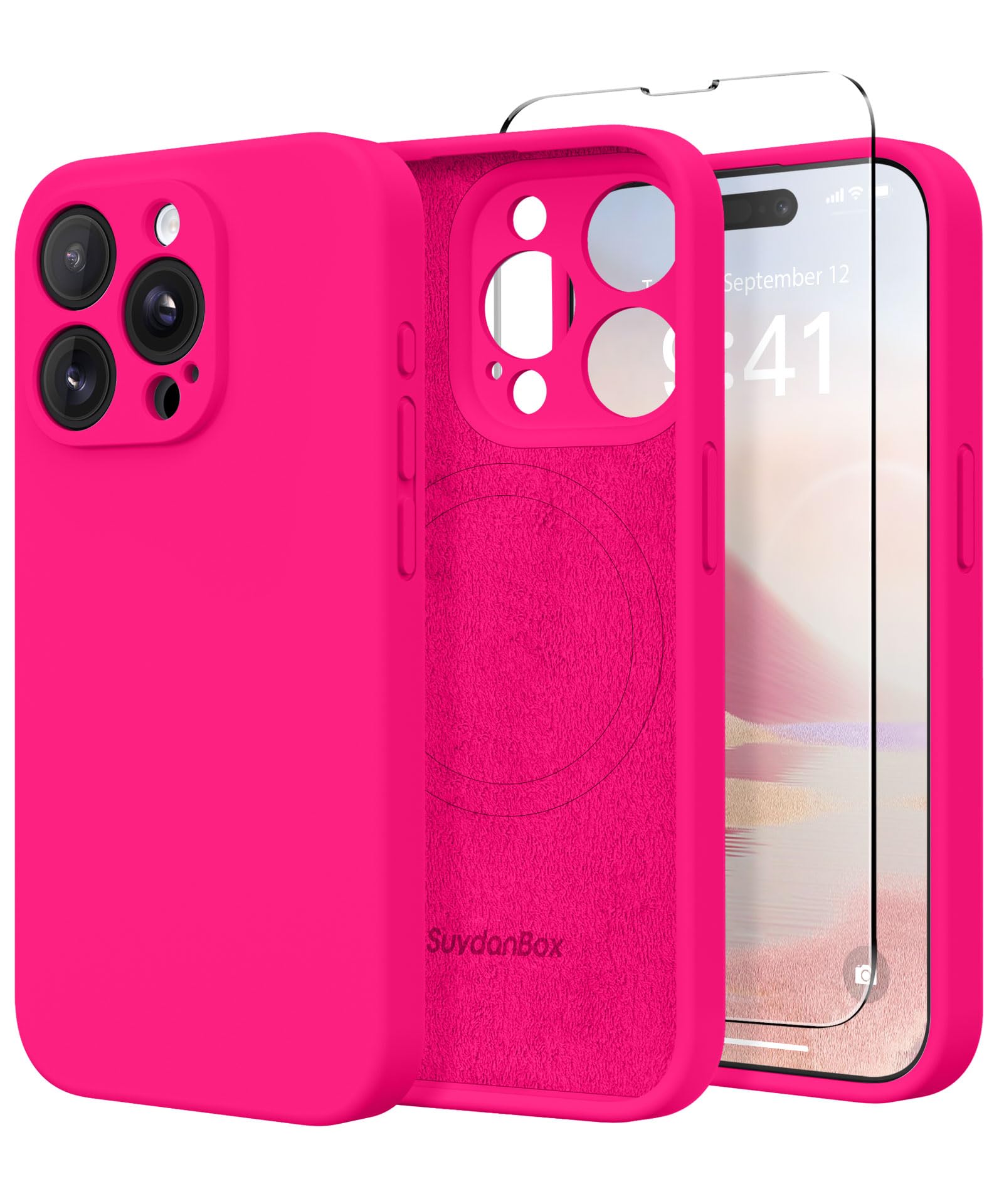 Magnetic for iPhone 14 Pro Case Silicone Hot Pink