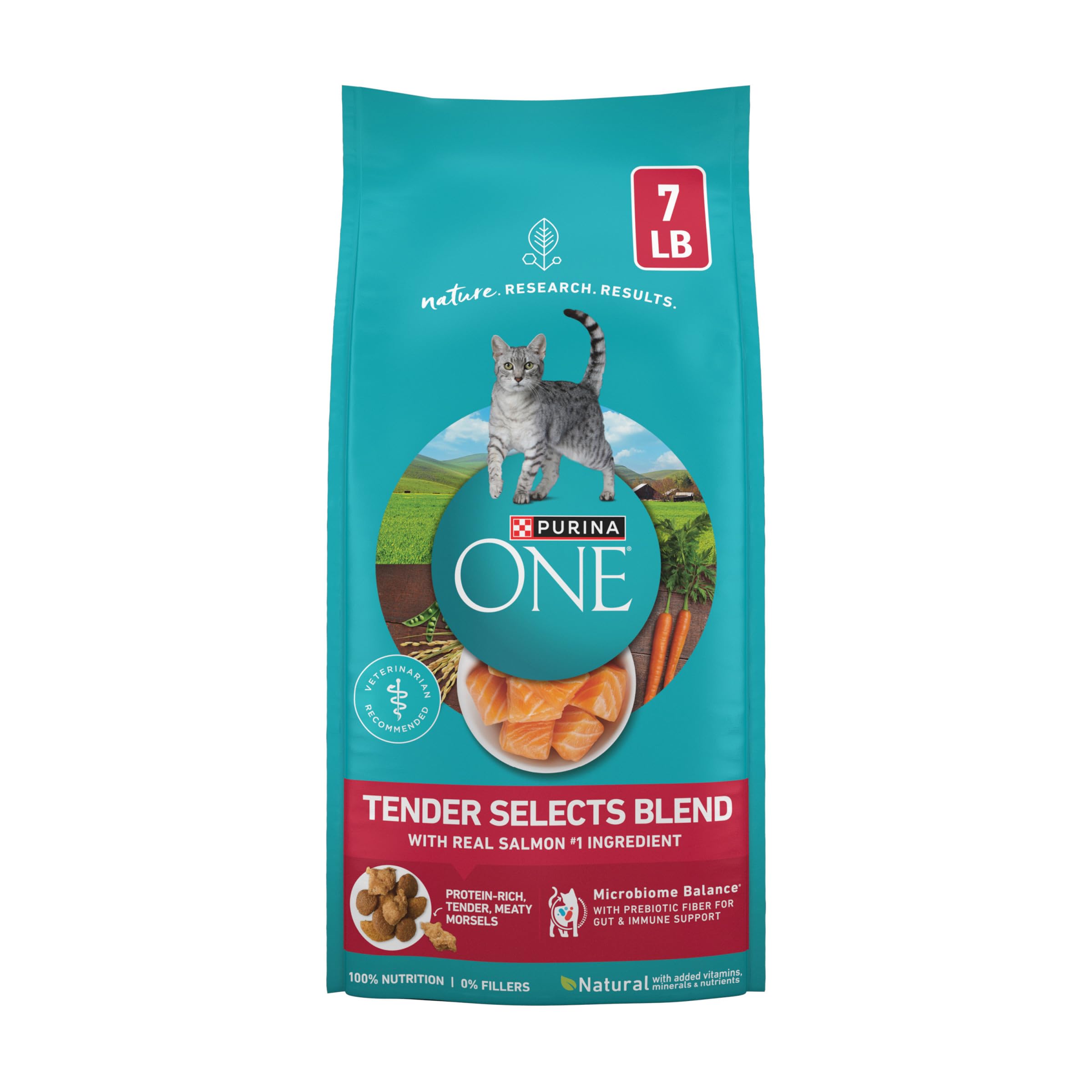 Purina ONE Tender Selects Dry Cat Food, Salmon, 7 lb Bag | Real salmon is the #1