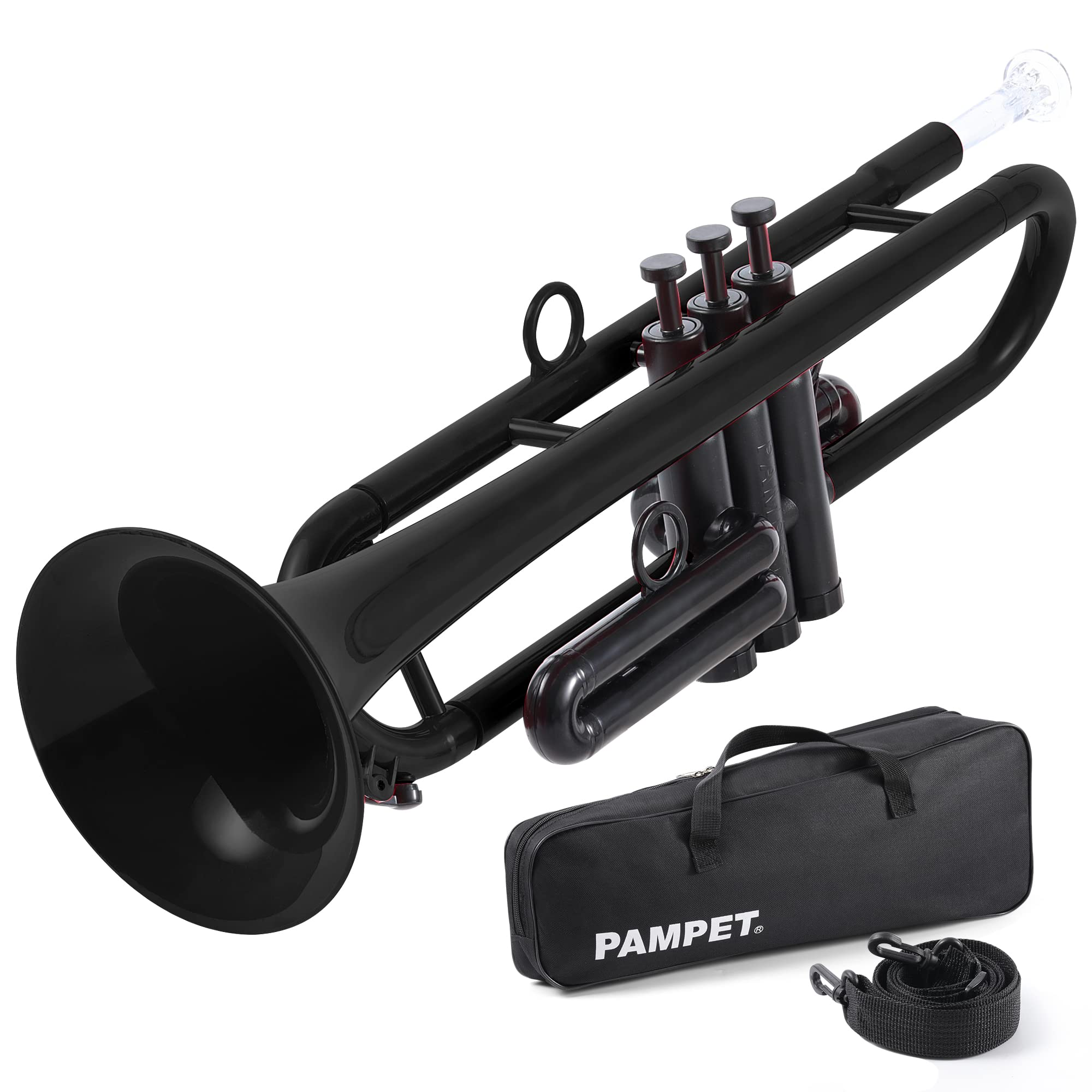 PAMPET Plastic Bb Trumpet Standard Trumpet Set for Student Beginner Black | Ligh