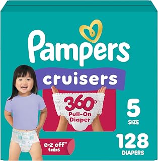 Pampers Diapers - Cruisers 360 - Size 5, 128 Count, up to 100% Leakproof Pull-On Diaper for Active Babies