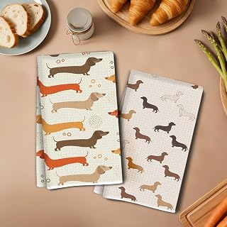 Cute Dachshund Kitchen Towel, Dachshund Gift Dish Towel, Kitchen Hand Towel, Tea Towel, Winner Women Dog Gift, 14 x 24 Inch Drying Towel Housewarming Gift for Girls, Mom-1