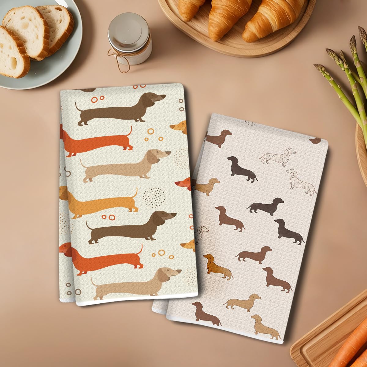Cute Dachshund Kitchen Towel, Dachshund Gift Dish Towel, Kitchen Hand Towel, Tea