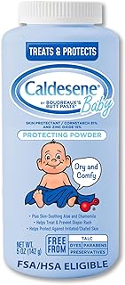 Caldesene Dry &amp; Comfy Baby Powder with Zinc Oxide &amp; Cornstarch, 5 Oz | Talc-Free Baby Powder, Helps Treat &amp; Prevent Diaper Rash, Protects Against Chafed Skin