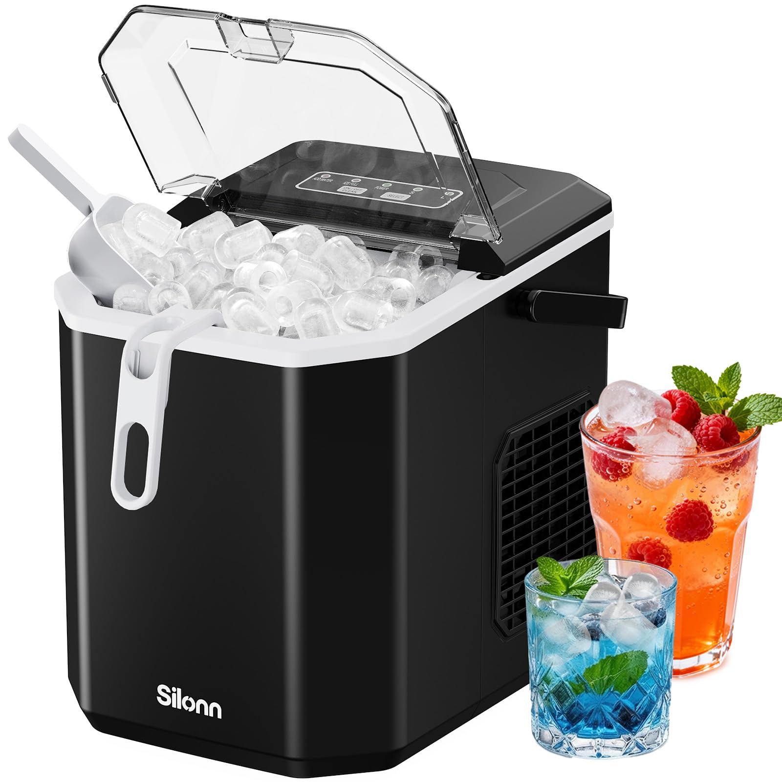 Silonn Ice Maker Countertop, Portable Ice Machine with Carry Handle, Self-Cleani