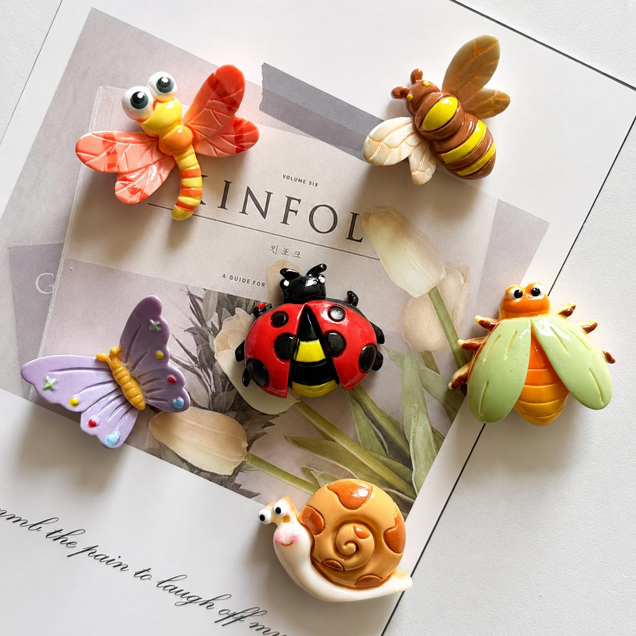 6pcs Insect Butterfly Fridge Magnets, Suitable for Kitchen, Office, Whiteboard, 